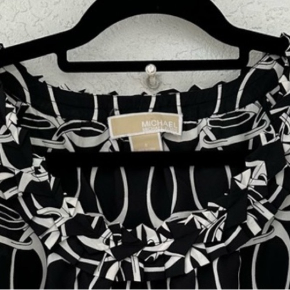 Michael Michael Kors Silk Blouse Sleeveless Black White Size 8 - Picture 3 of 5